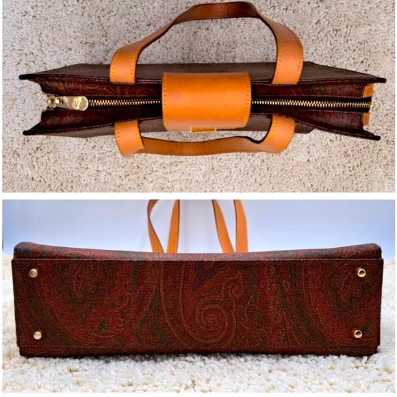 ETRO Tote shoulder bag Paisley pattern PVC leather Gold charm with storage bag - Picture 4 of 9